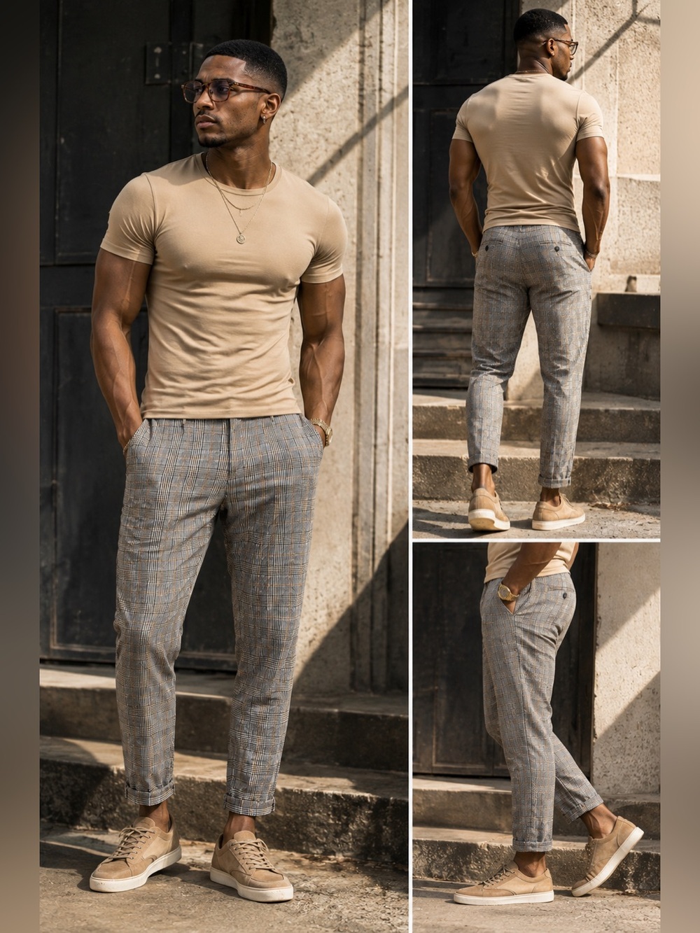 H&M Men’s Skinny Fit Glen Plaid Linen Blend Cropped Pants Size 30